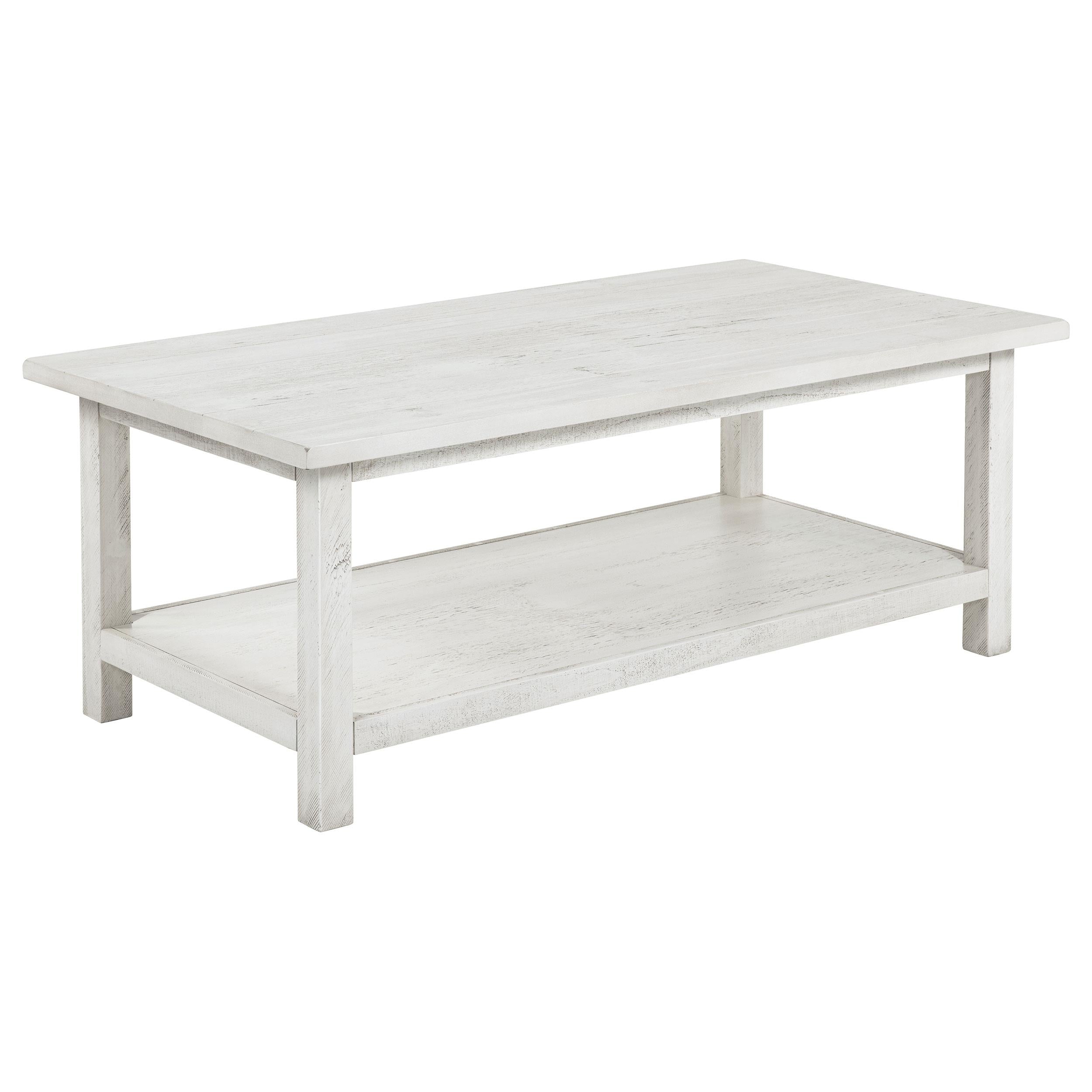 Coaster Furniture Payne 710558 Wood Coffee Table with Shelf - Distressed White IMAGE 1